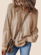 Women's  Reverse Seam Waffle Knit Sweatshirt