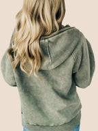 Women's 3/4 Zip Acid Washed Hoodie