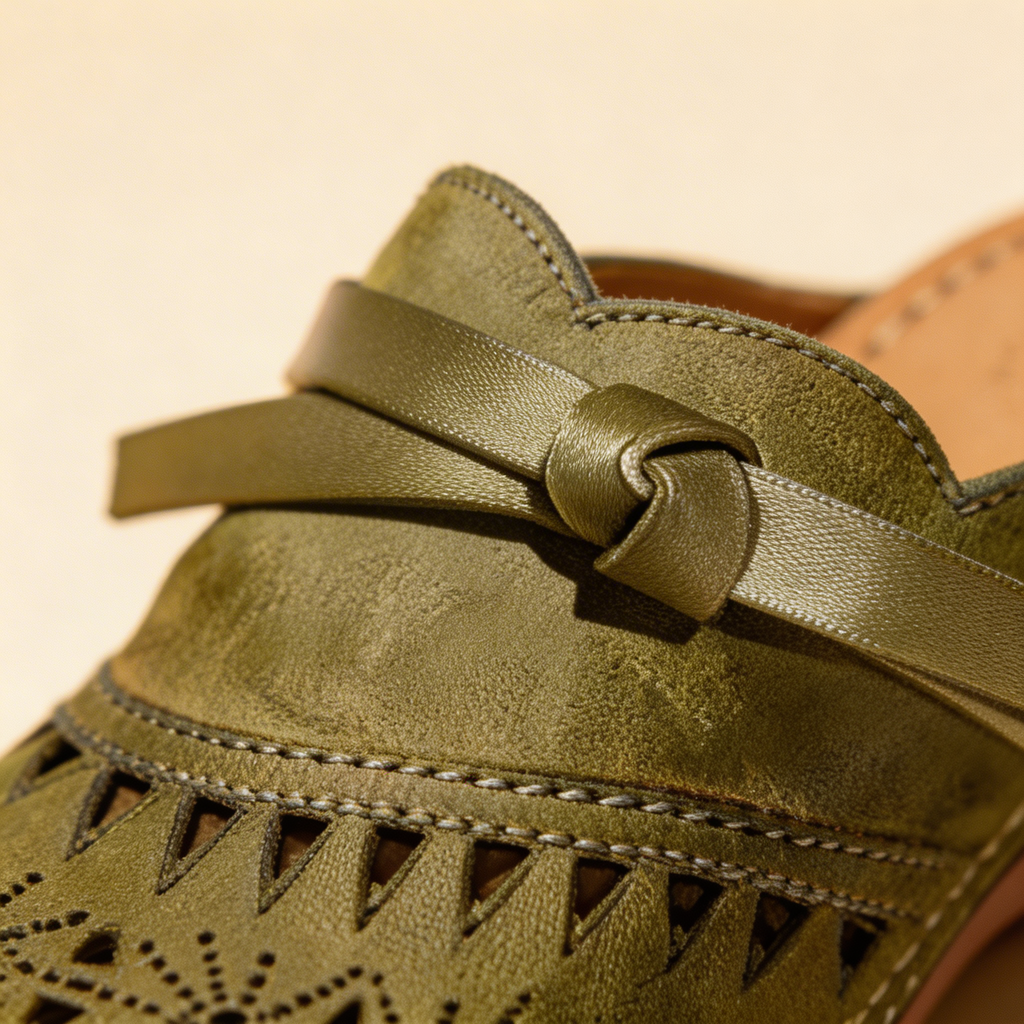 Patricia - Bow Hollow Out Flat Mules