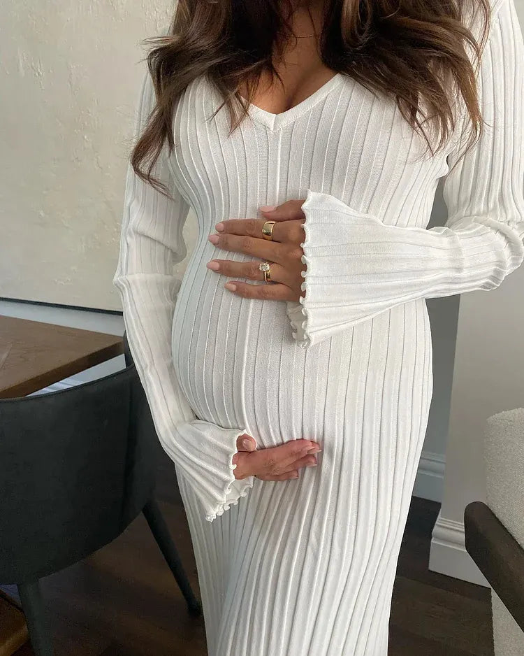 Fall New Sleeved Knit Midi Dress