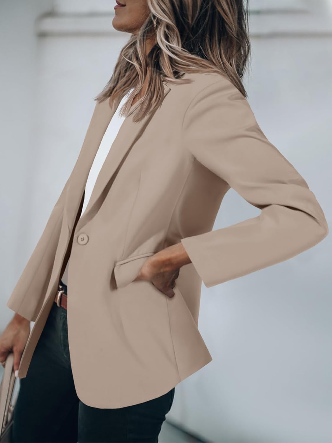 Women's Casual Button Blazer Jacket