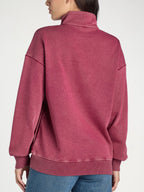 Mock Neck Henley Pullover Sweatshirt