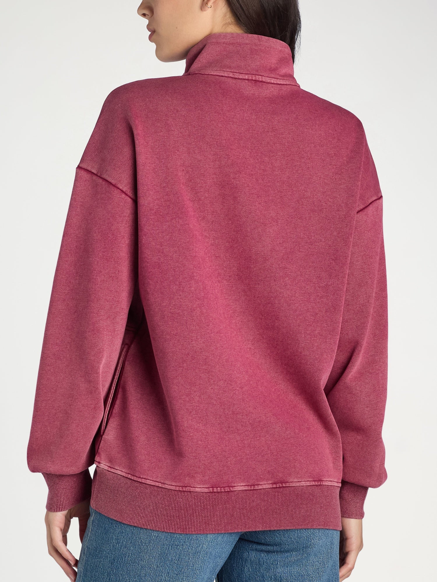 Mock Neck Henley Pullover Sweatshirt