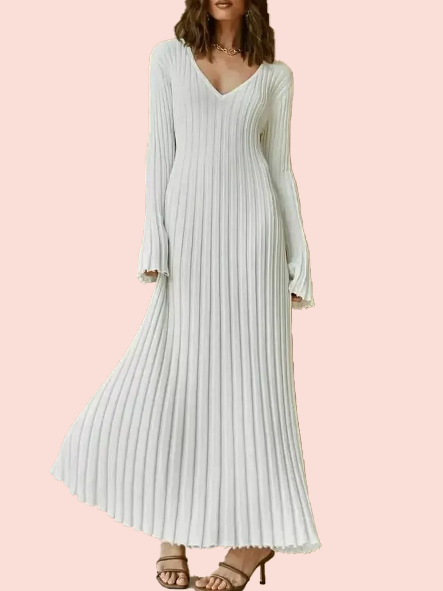 Fall New Sleeved Knit Midi Dress