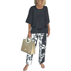 Trendy Green Print 3/4 Sleeve Two Piece Set