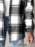 Women's Plaid Button Down Fleece Lined Hooded Jackets